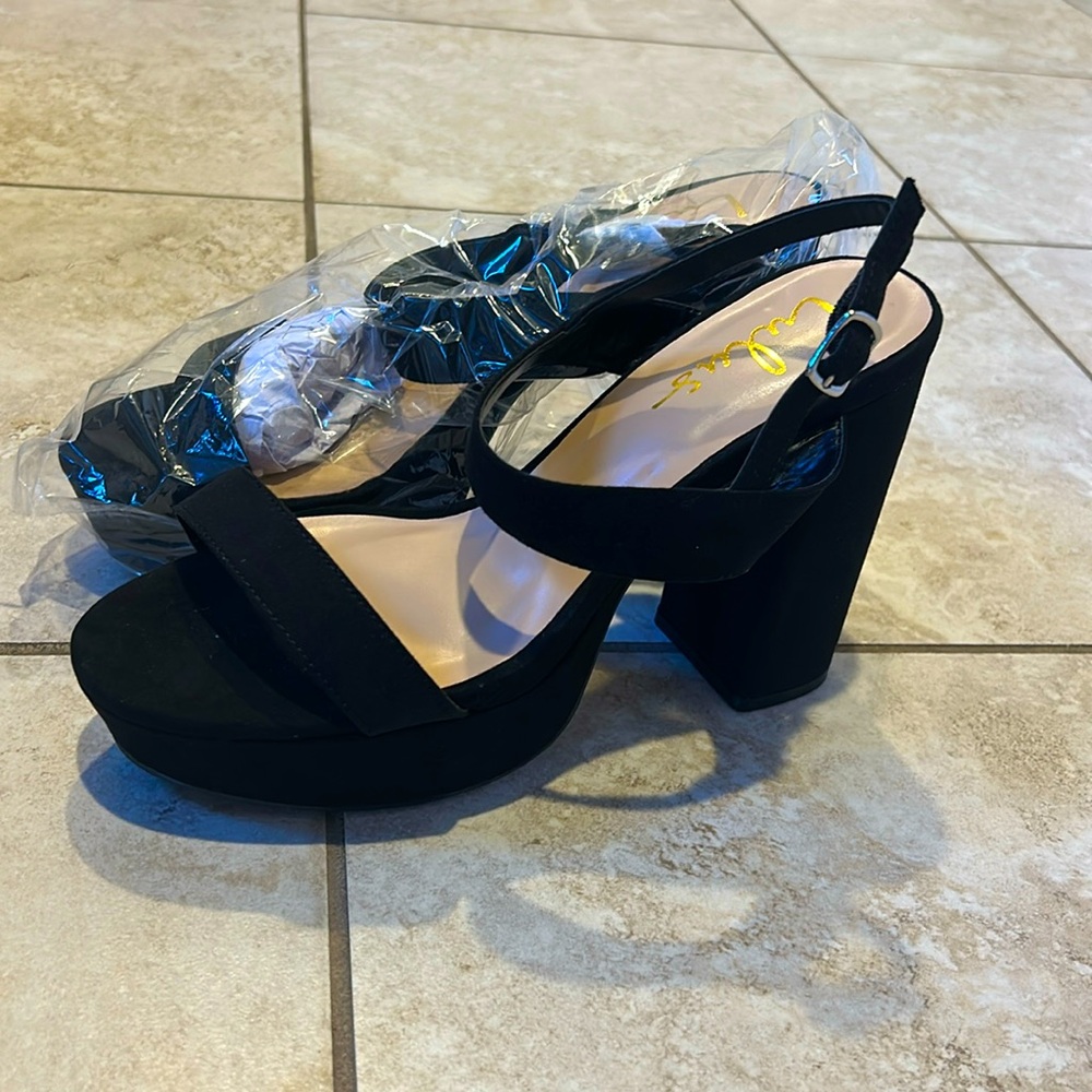 Lulus Acee Black Suede Platform Heels